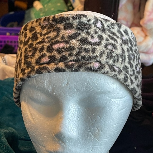 Hat fleece leopard skin vtg Machine washable Unisex - Picture 2 of 3